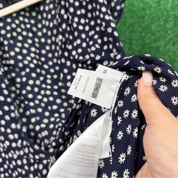 Reformation Navy and White Midi Dress (Size XS) - Picture 2 of 3